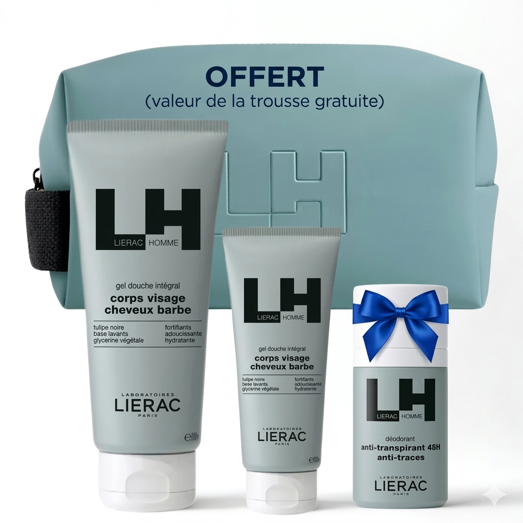 LIERAC HOMME TROUSSE+DEODORANT ANTI TRANSPIRANT 48H 50ML 🎀 OFFERT