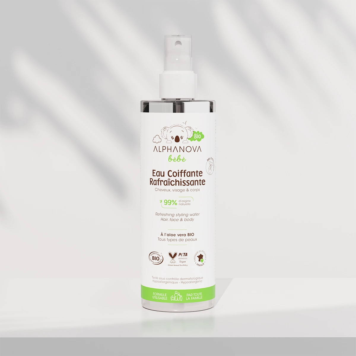 ALPHANOVA Eau coiffante rafraîchissante bébé certifiée bio POUR METTRE EN ORDRE LES CHEVEUX 