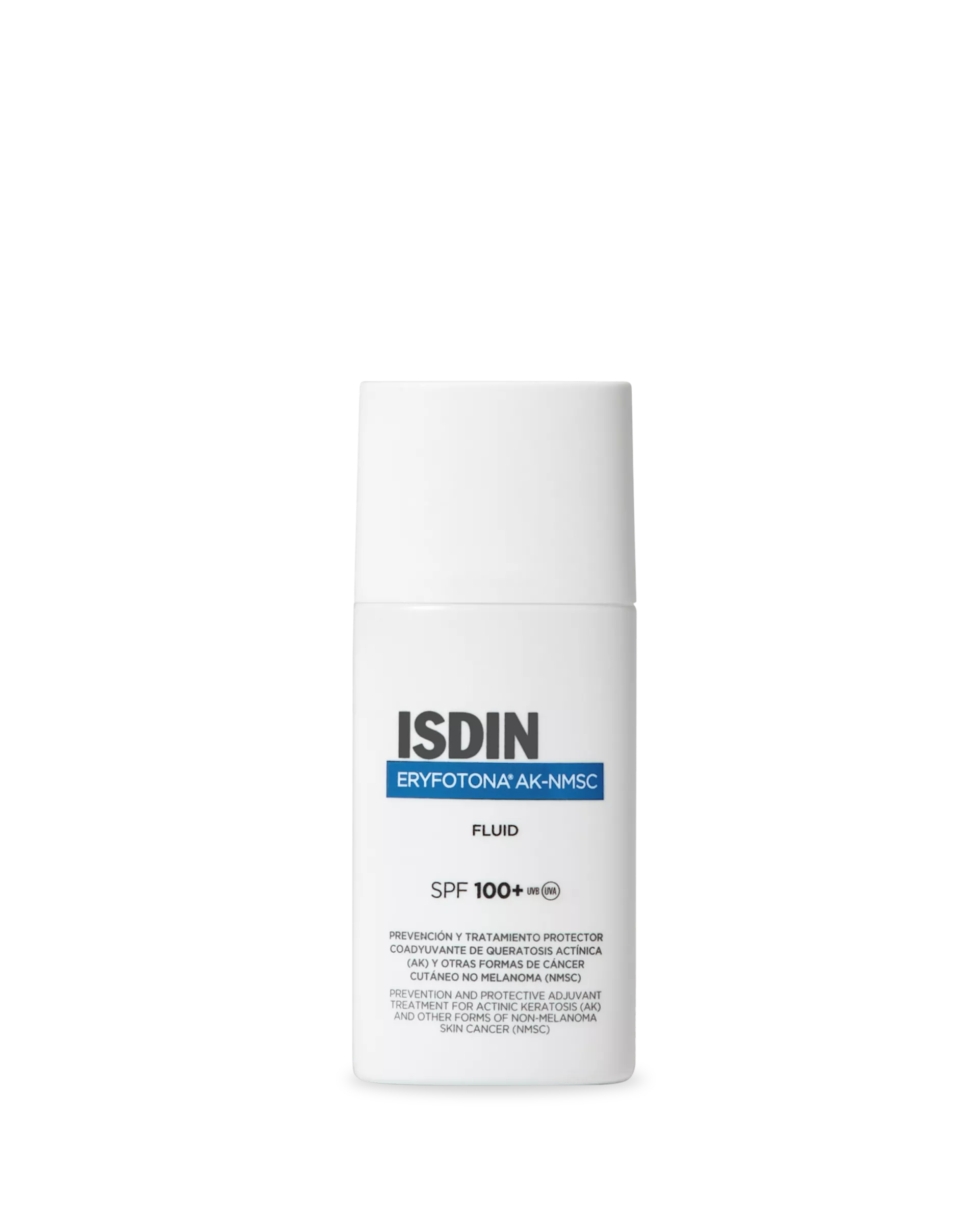 ISDIN Eryfotona AK-NMSC Fluid SPF100+ Crème solaire fluide qui prévient et répare le dommage actinique. Donnez une nouvelle chance à votre peau. Prévention et traitement adjuvant de la kératose actinique et d’autres formes de cancer non mélanome. Réd