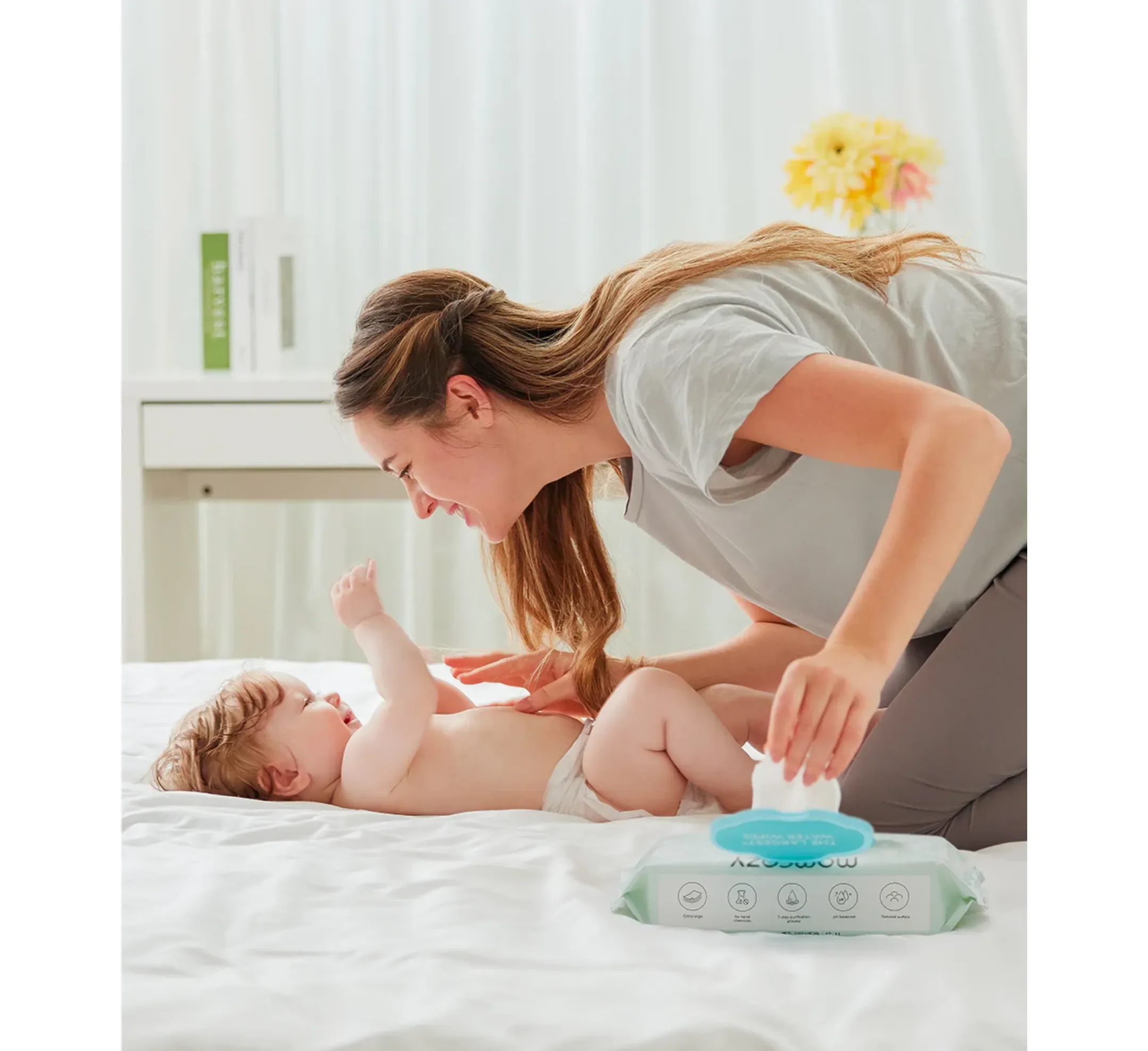 Momcozy – Lingettes Bébé Salines Nez & Visage (Grand 20×20 cm)