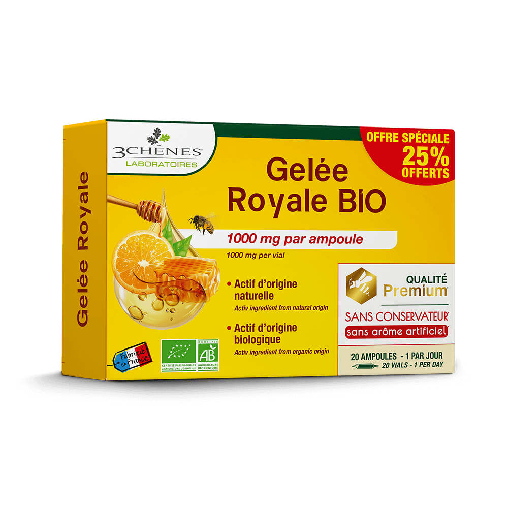 Gelée royale 1000 mg LES 3 CHÊNES Qualité Premium*– Sans conservateur* – Sans arôme artificiel*