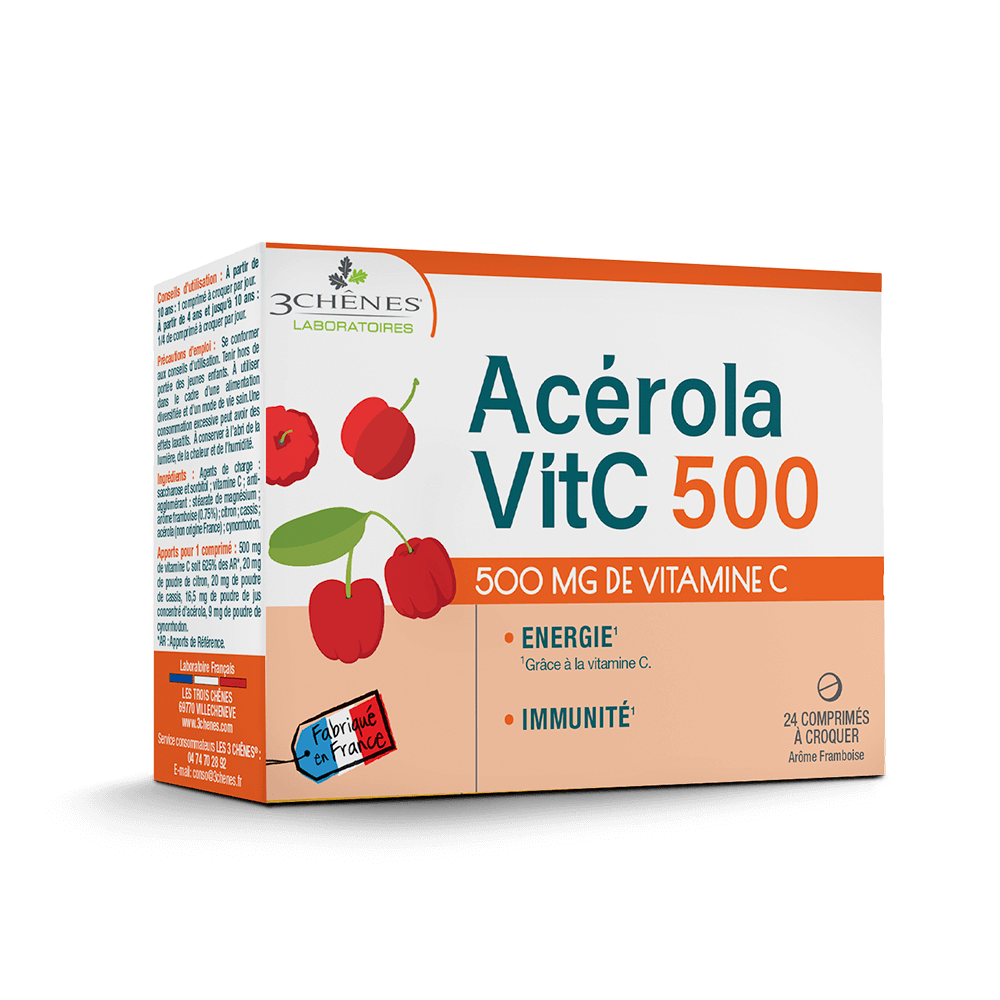 Acérola VitC 500 Vitamine C Acérola Boite de 24 comprimés à croquer Energie*