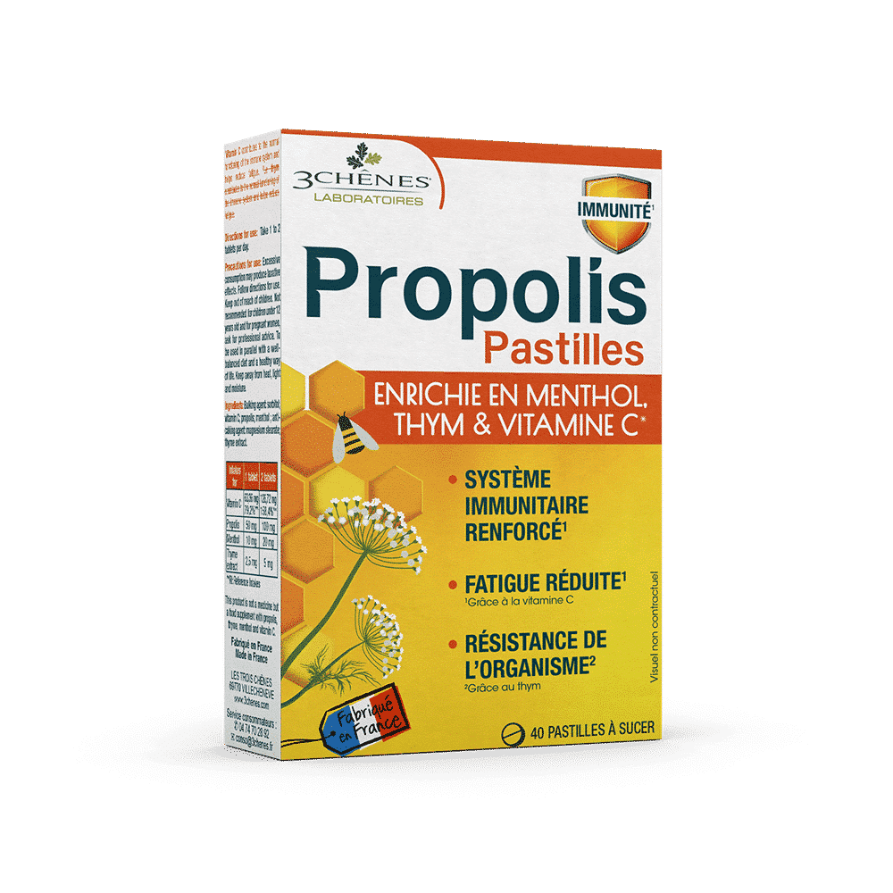 Propolis Pastilles Fatigue & défenses immunitaires Boîte de 40 pastilles Soutient les défenses immunitaires* Réduit la fatigue*