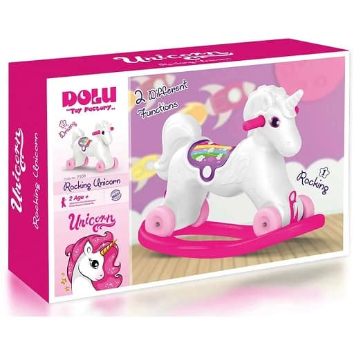 DOLU Unicorn Rose/ Wit Cheval à Bascule 2509