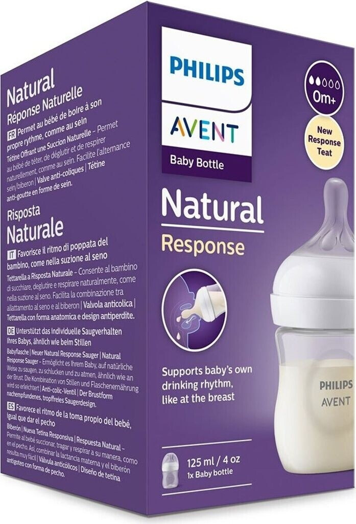 Philips AVENT Biberon Natural 125 ml transparent + tétine Réponse Naturelle 