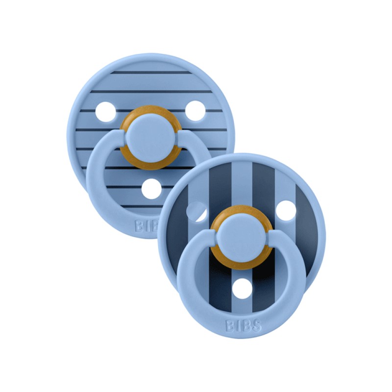 BIBS 02 SUCETTES NATURAL RUBBER BLUE MIX SIZE 2 | 6+ MONTHS