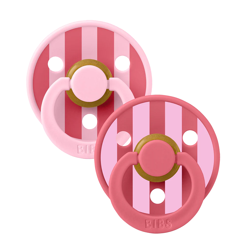 BIBS STUDIO Colour Tétines Pack de 2 Block - Baby Pink/Coral Mix | 0M+ SIZE 1