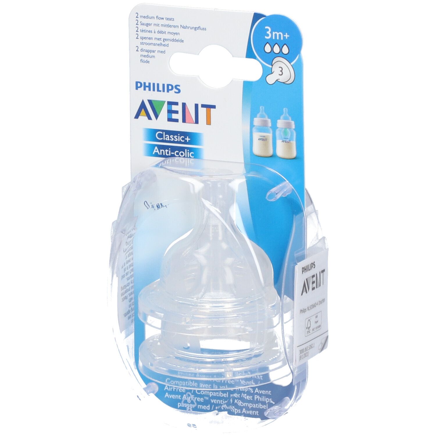 Philips Avent Tétine Anti-colic 3M+